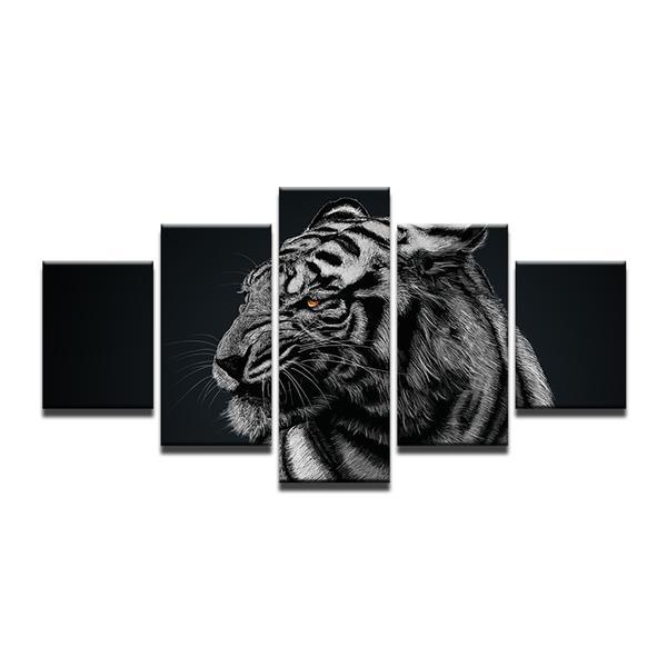 Tiger Black White – Animal Canvas Wall Art
