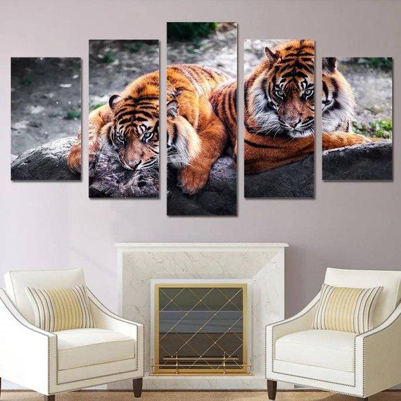Tiger In Snow 2 – Animal Canvas Wall Art