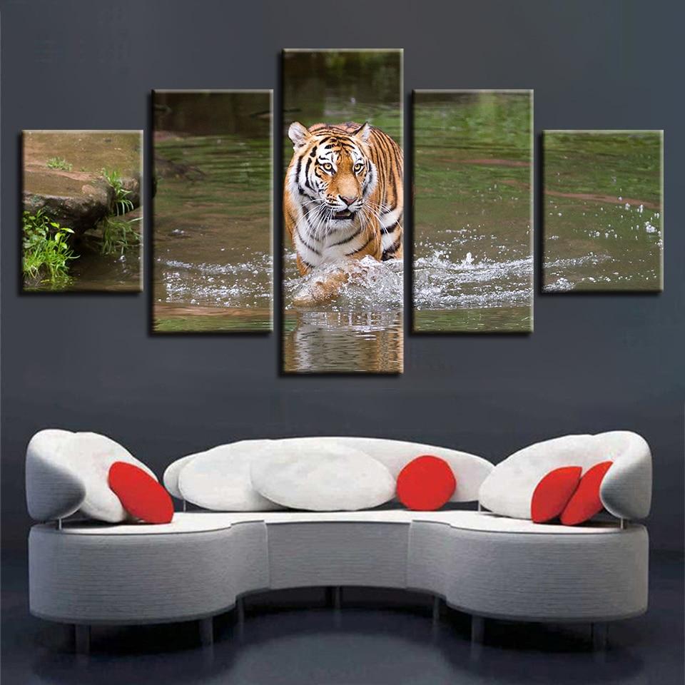 Tiger In The River – Animal Canvas Wall Art