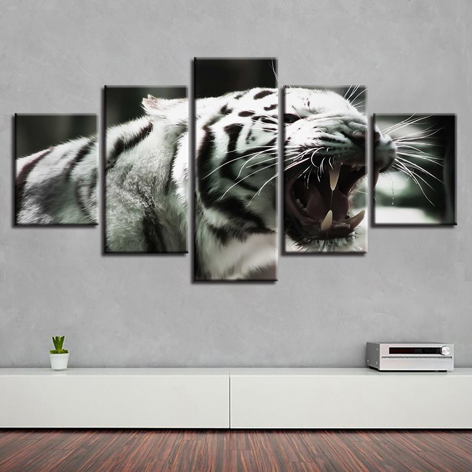 Tiger Yawning – Animal Canvas Wall Art
