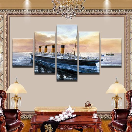 Titanic On Large Ocean Movie Canvas Wall Art