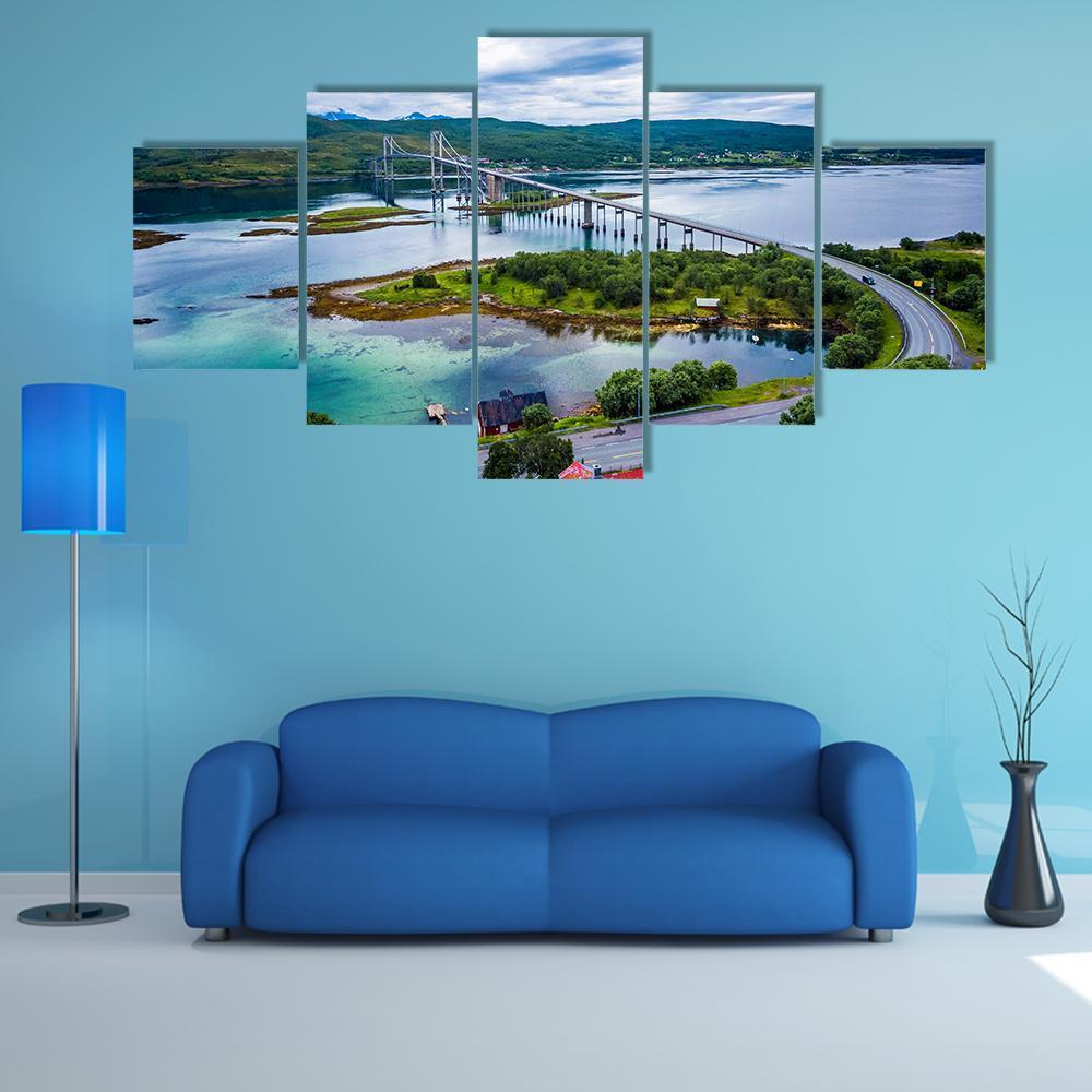 Tjeldsundbrua Bridge In Norway – Nature Canvas Wall Art
