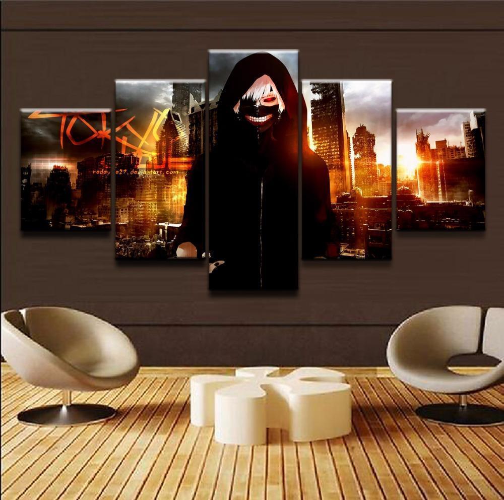 Tokyo Ghoul Ken Kaneki on City Background Anime Canvas Wall Art