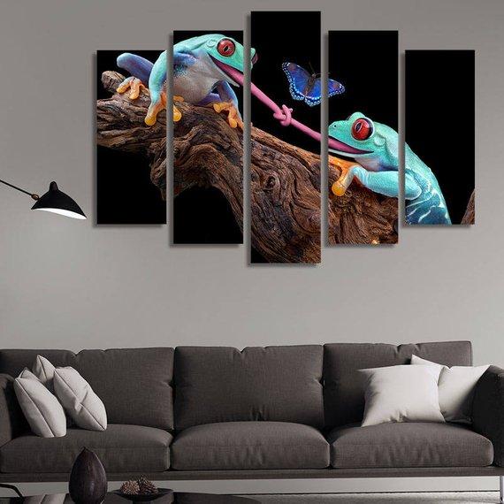 Tongue Tied Tree Frogs – Animal Canvas Wall Art