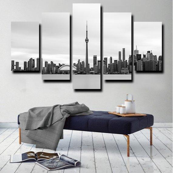 Toronto Black And White Skyline – Nature Canvas Wall Art