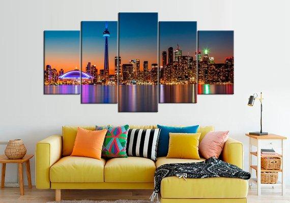 Toronto Canada Skyline Night – Nature Canvas Wall Art
