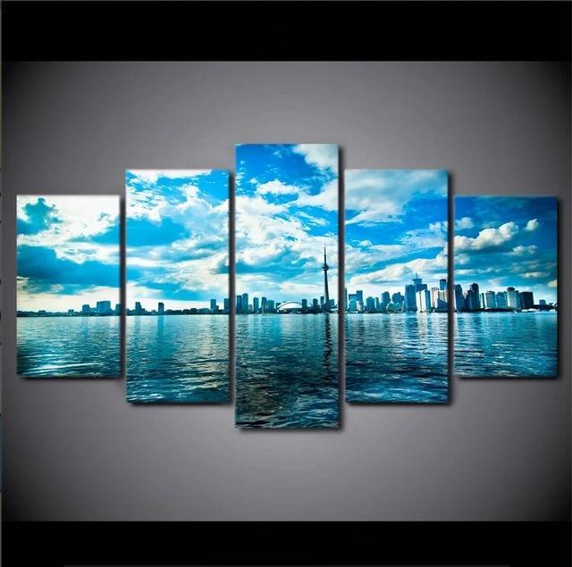 Toronto Lake Blue Sky City – Nature Canvas Wall Art