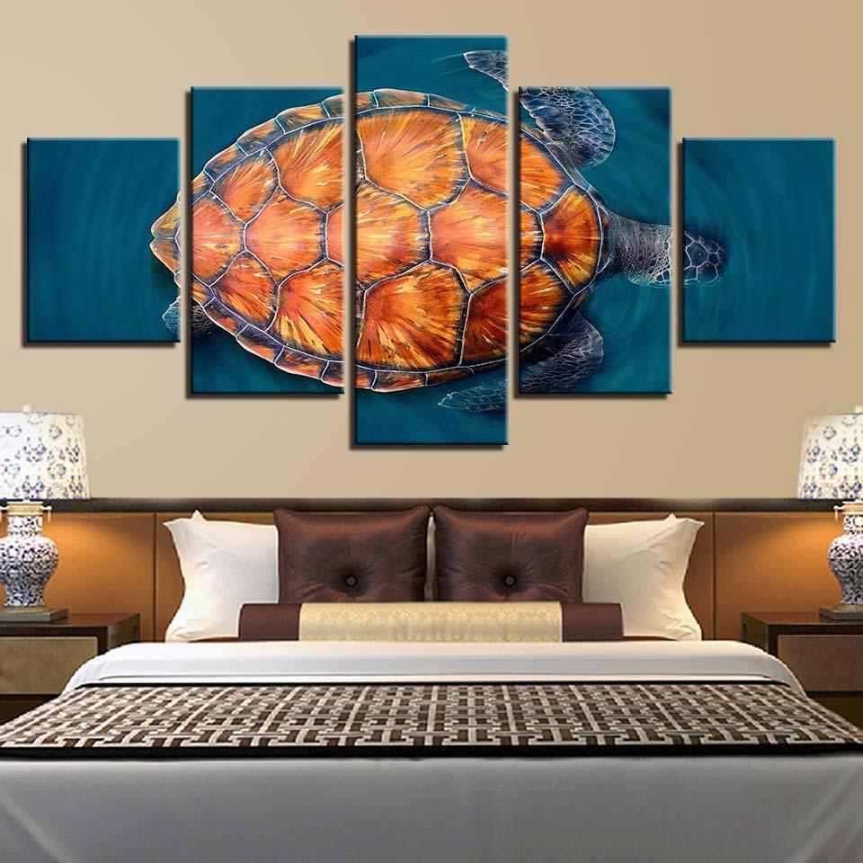 Tortoise Pineapple Like Sea Turtle Shell – Animal Canvas Wall Art