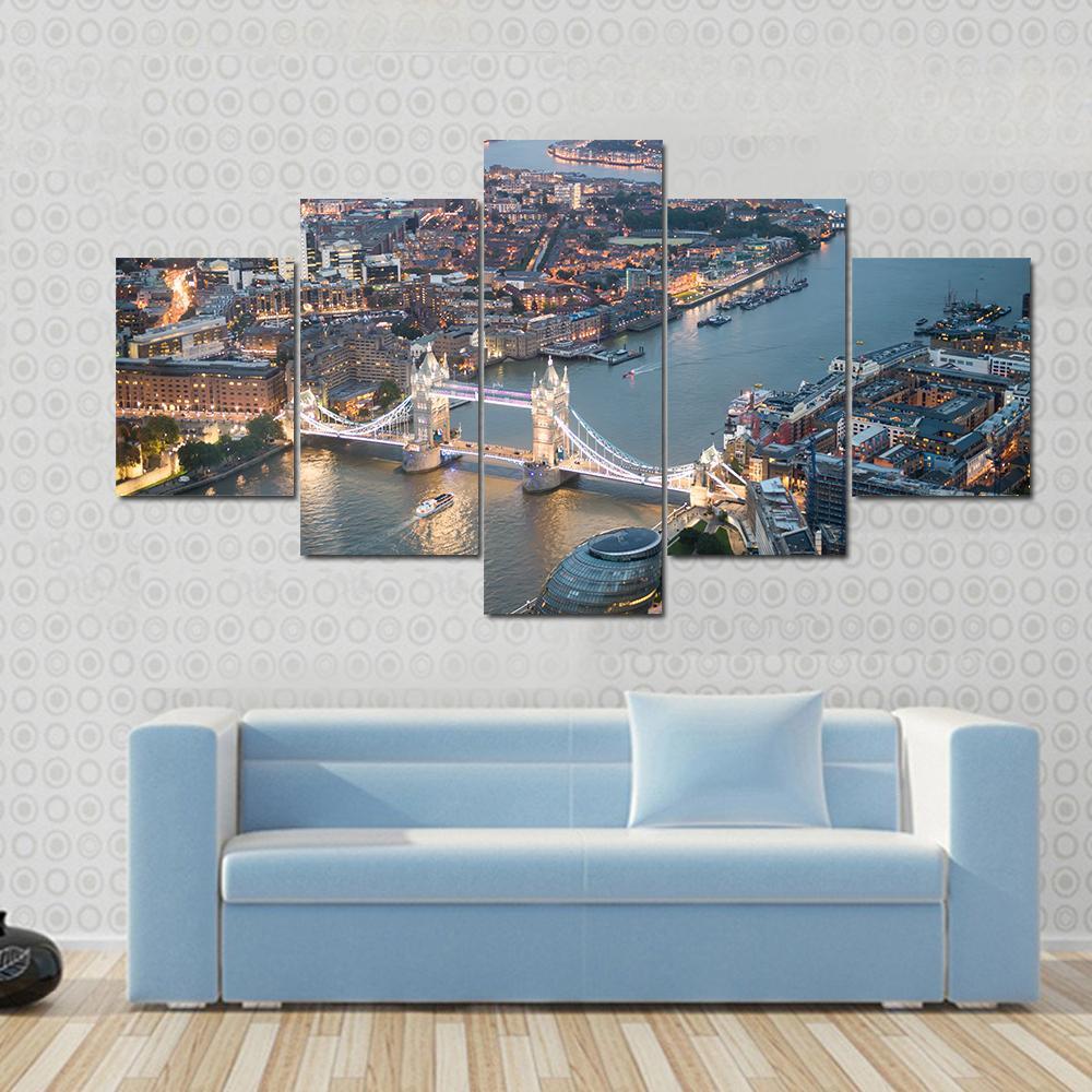 Tower Bridge At Dusk With Beautiful City Skyline – Nature Canvas Wall Art
