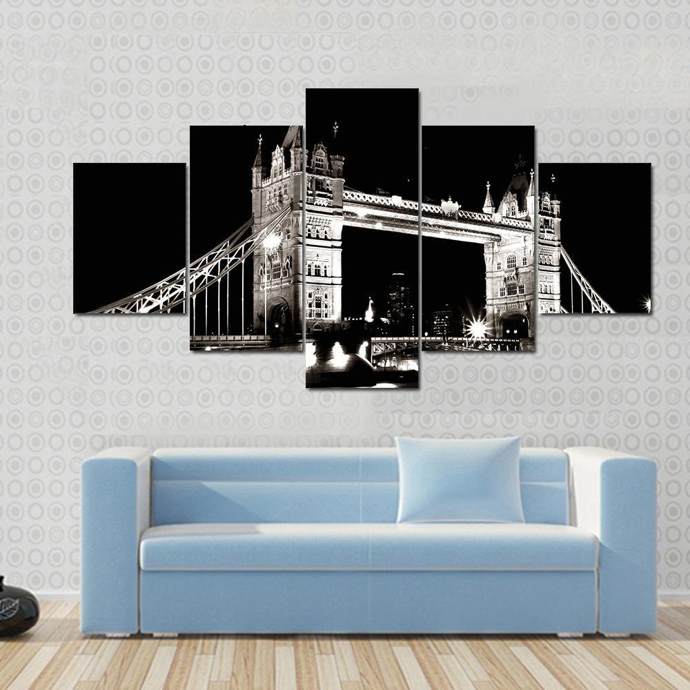 Tower Bridge In London In Night View – Nature Canvas Wall Art