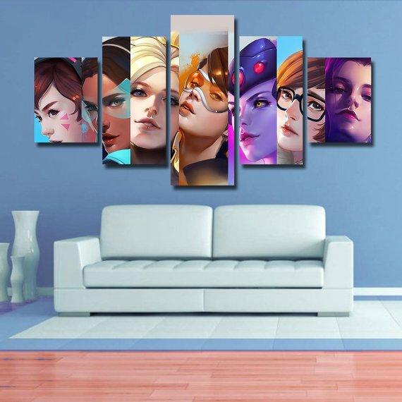 Tracer Mei Dva Sombra – Gaming Canvas Wall Art