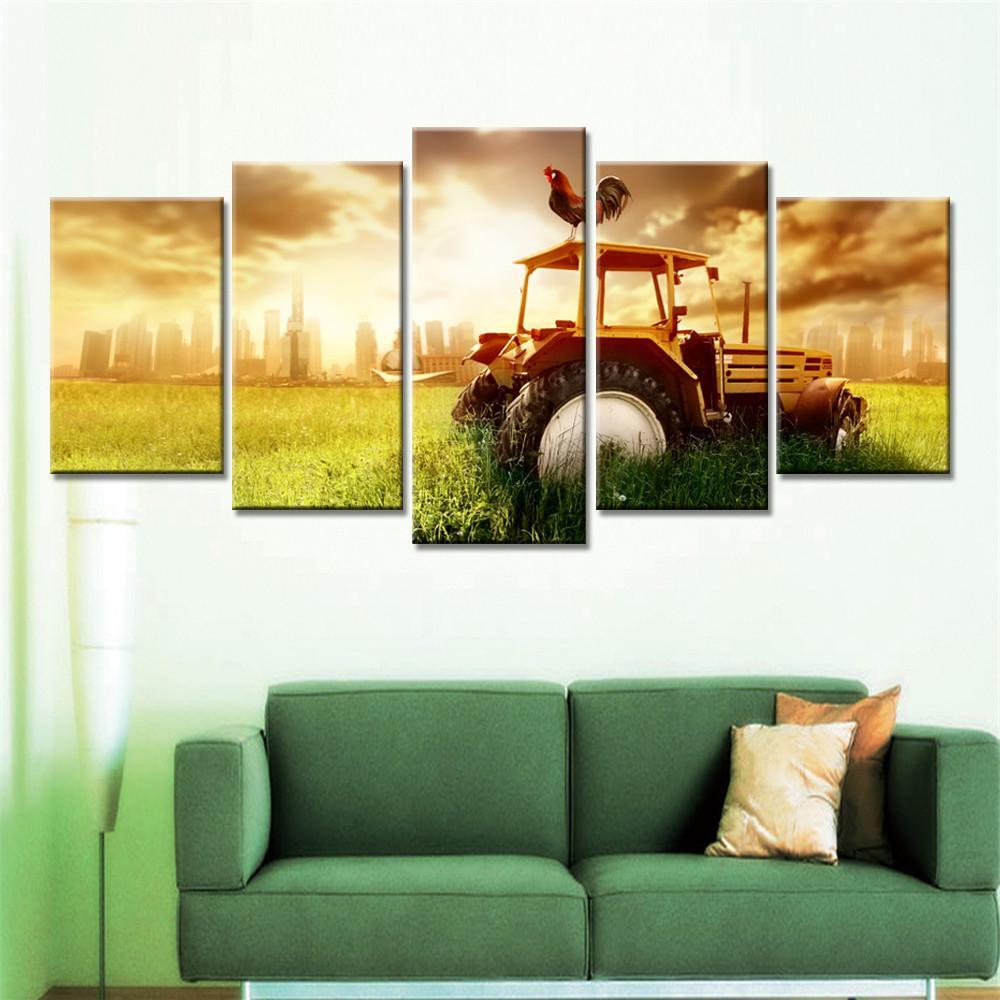 Tractor In Suburb – Automative Canvas Wall Art