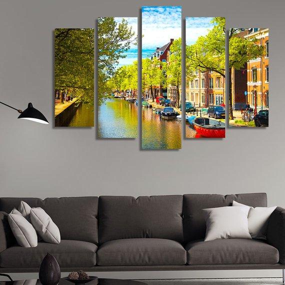 Traditional Old Buildings In Amsterdam – Nature Canvas Wall Art