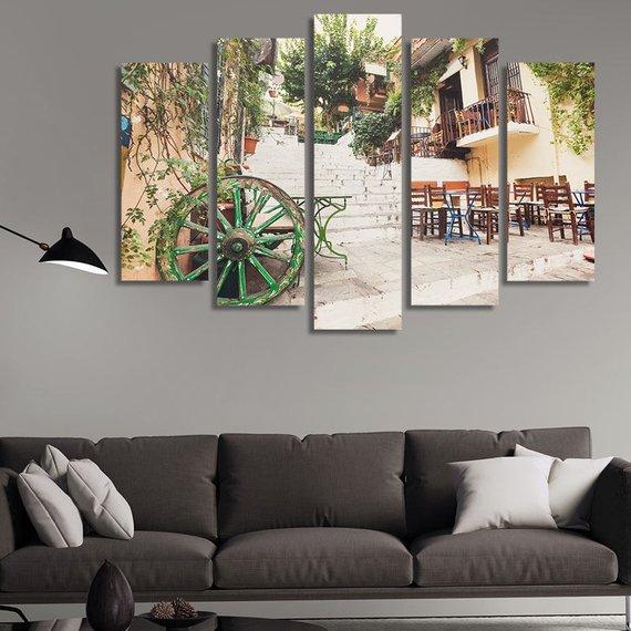 Traditional Street In The Old District Of Plaka In Athens – Nature Canvas Wall Art