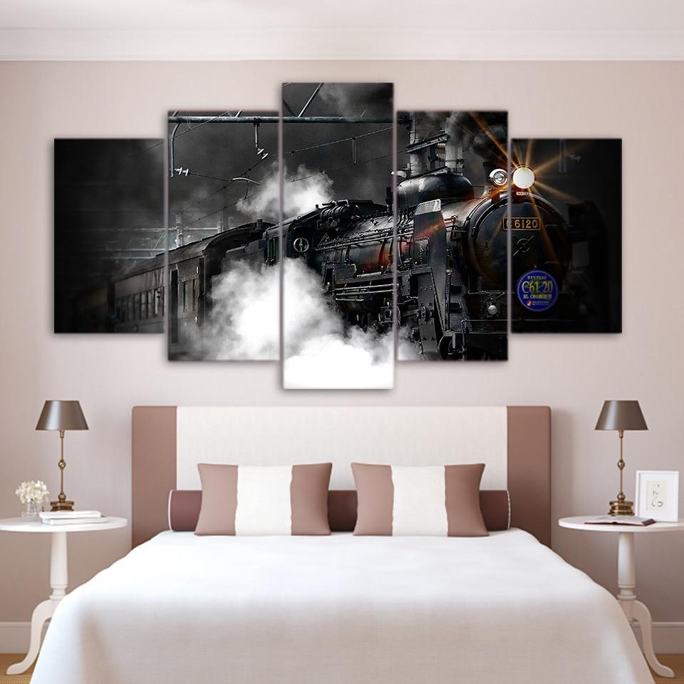 Train Poster Steam Smoke – Automative Canvas Wall Art