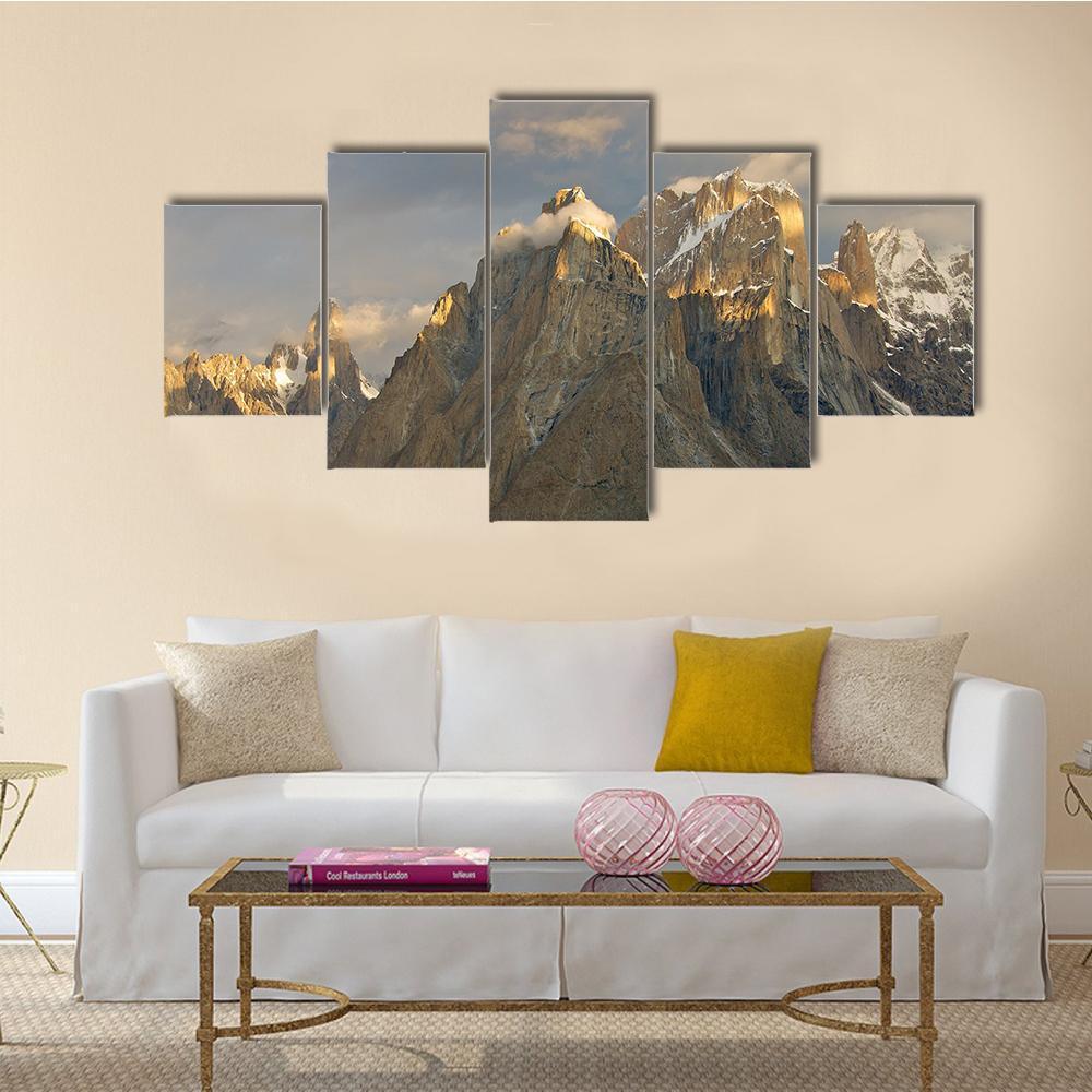 Trango Towers In Evening Sunshine – Nature Canvas Wall Art