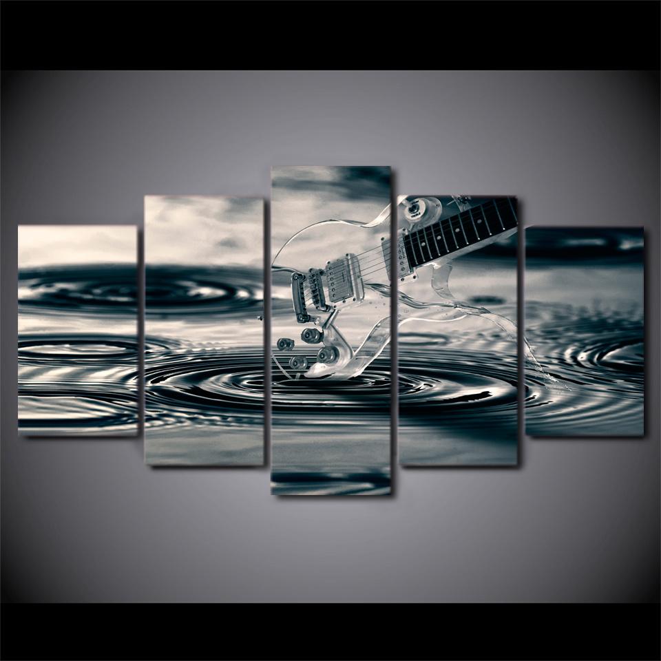 Transparent Guitar Water – Music Canvas Wall Art