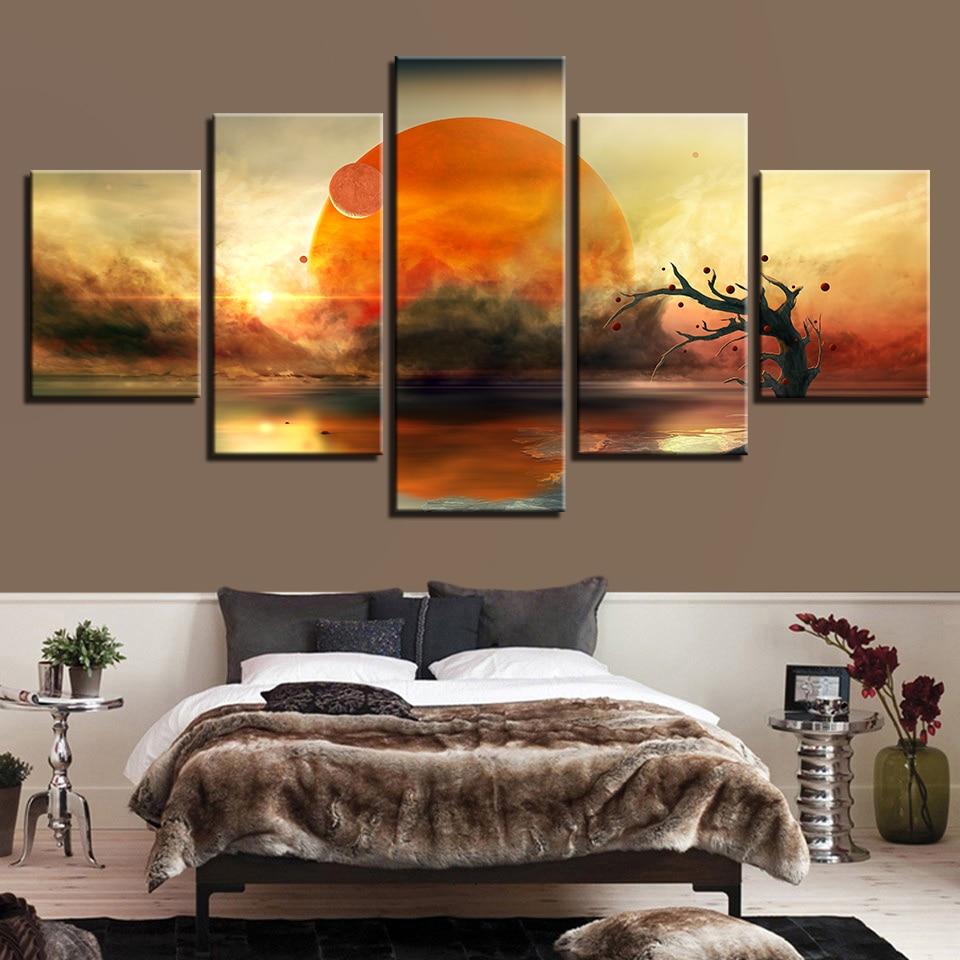 Tree And Abstract Earth Planets – Nature Canvas Wall Art