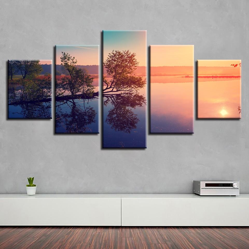 Tree Lake Sun – Nature Canvas Wall Art