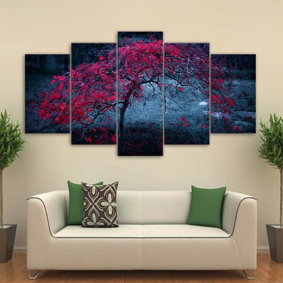 Tree Leaves Purple Autumn – Nature Canvas Wall Art