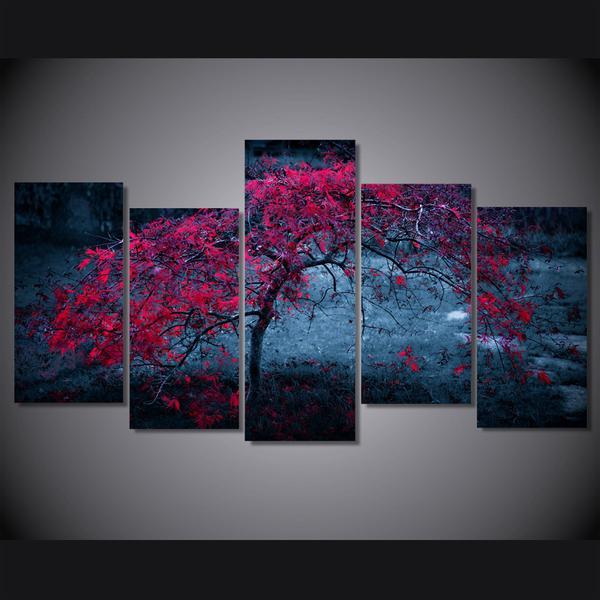 Tree Light Purple Autumn Leaves 01 – Nature Canvas Wall Art