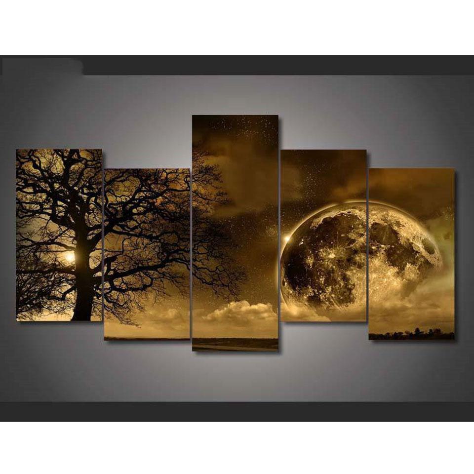 Tree Moon Landscape Nature – Canvas Wall Art