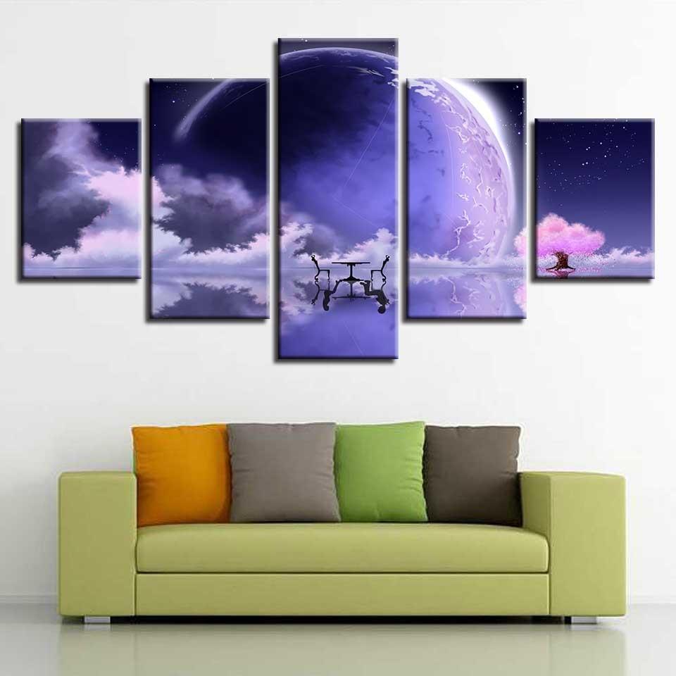 Tree Moon Planet – Space Canvas Wall Art