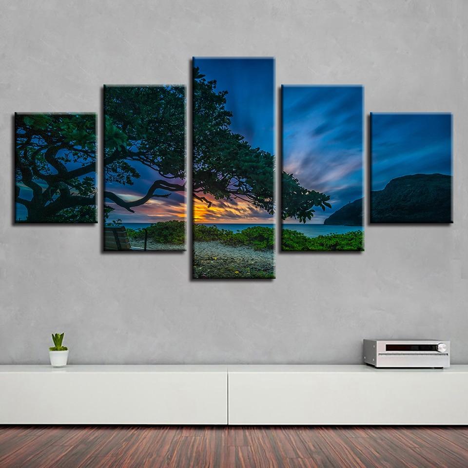 Tree Mountain Sunset – Nature Canvas Wall Art