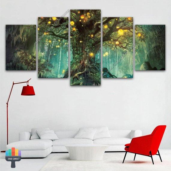 Tree Of Life Lights Fantasy Nature – Abstract Canvas Wall Art