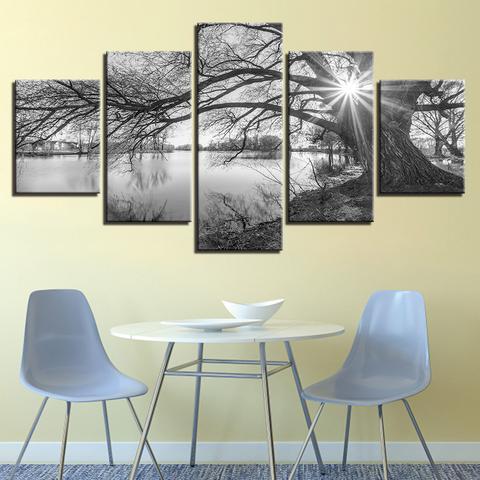 Tree Sunrise Lake – Nature Canvas Wall Art