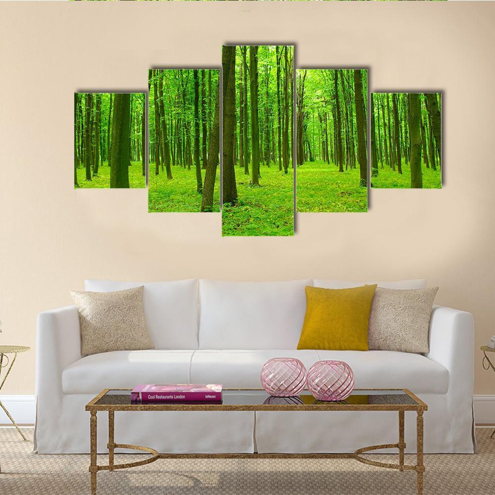 Trees In A Green Forest In Spring – Nature Canvas Wall Art