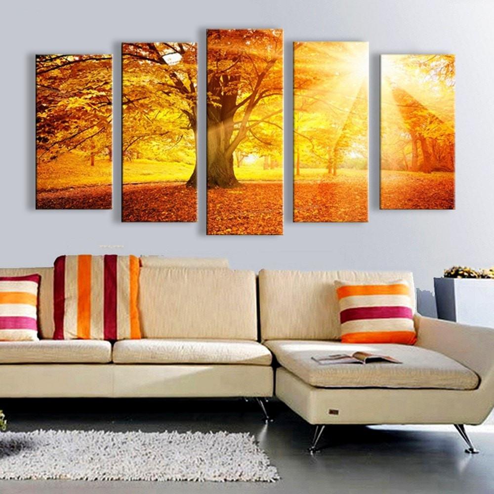 Trees On Landscape View Before Sunset – Nature Canvas Wall Art