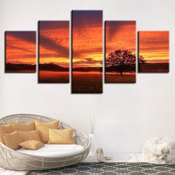 Trees Sunrise Landscape – Nature Canvas Wall Art