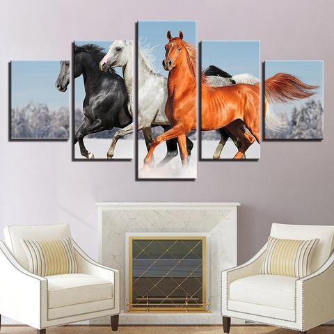Tricolor Horses – Animal Canvas Wall Art