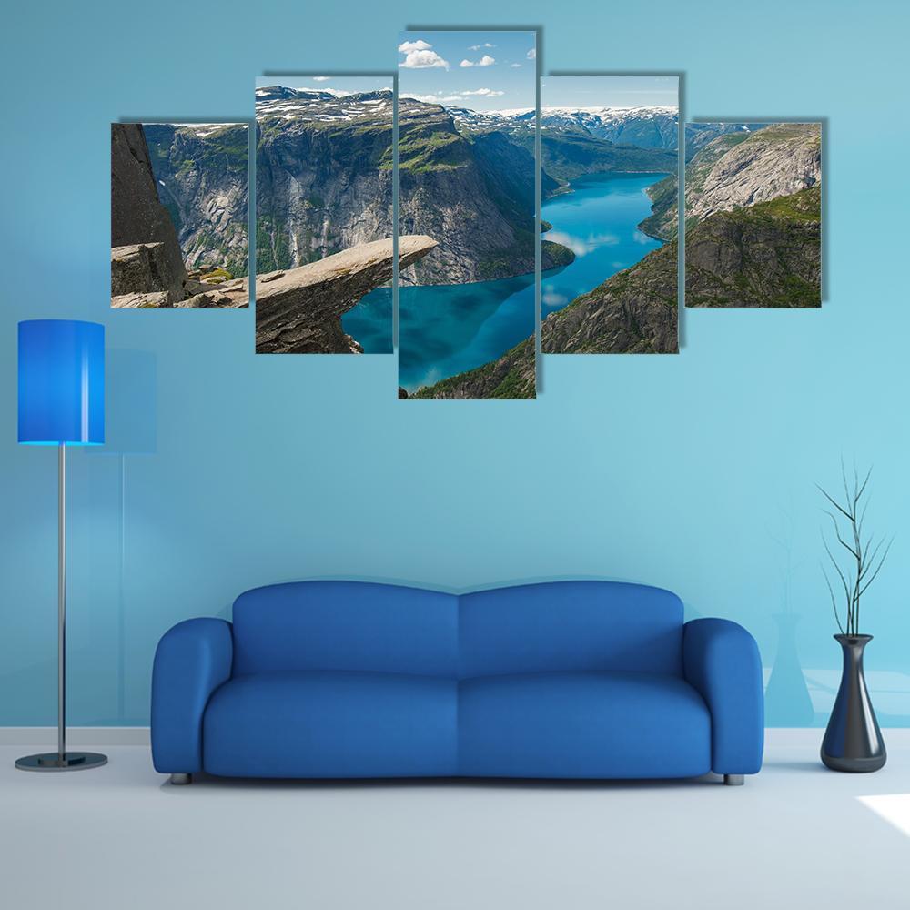 Troll’S Tongue Rock Above Lake Ringedalsvatnet – Nature Canvas Wall Art