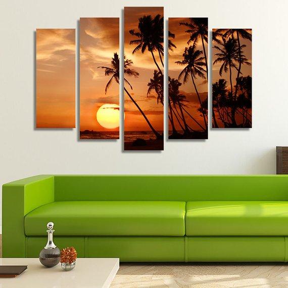 Tropical Beach At Sunset 02 – Nature Canvas Wall Art
