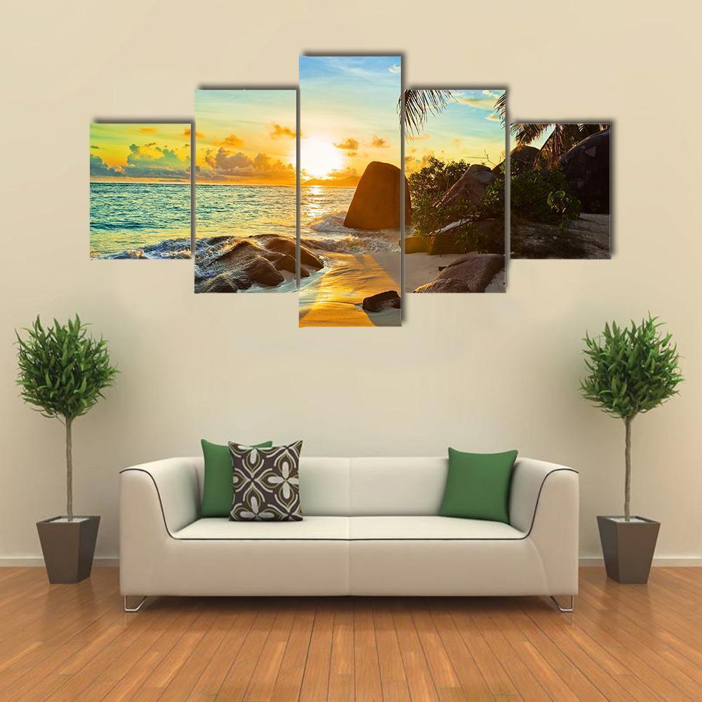 Tropical Beach At Sunset – Nature Canvas Wall Art