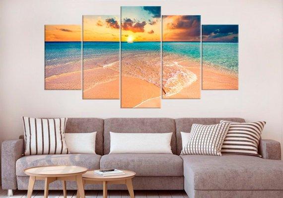 Tropical Beach Clear Turquoise Ocean Large – Nature Canvas Wall Art