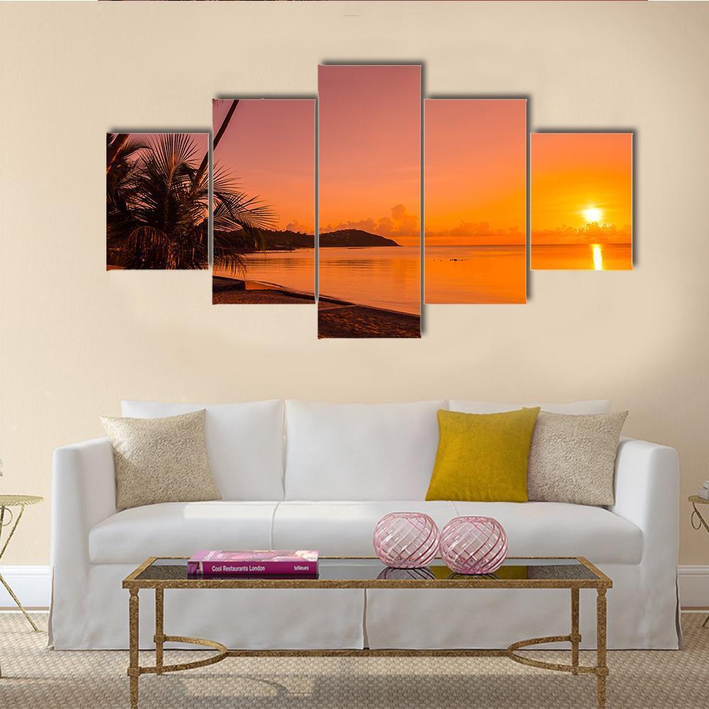 Tropical Beach Sea At Sunrise Time – Nature Canvas Wall Art