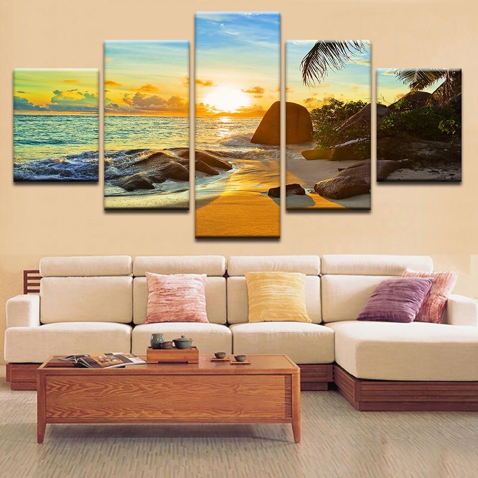 Tropical Beach Sunset 05 – Space Canvas Wall Art