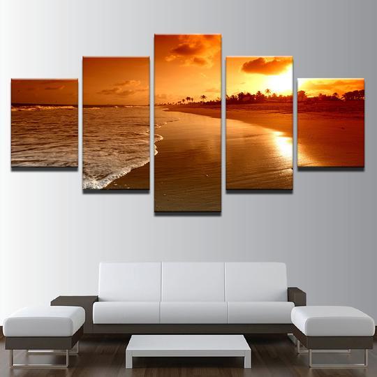 Tropical Beach Sunset 1 – Space Canvas Wall Art