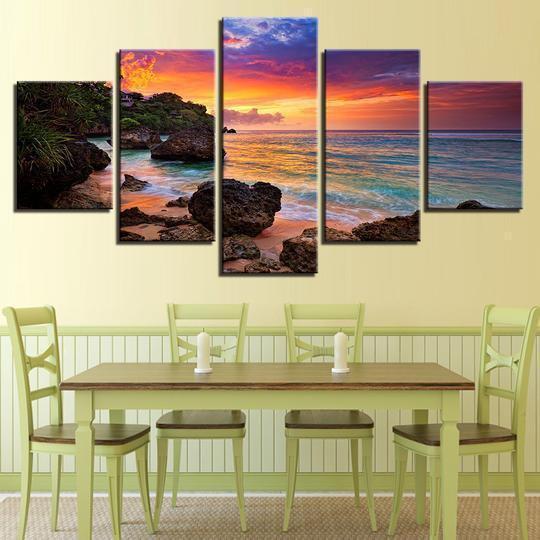 Tropical Beach Sunset Ocean – Canvas Wall Art