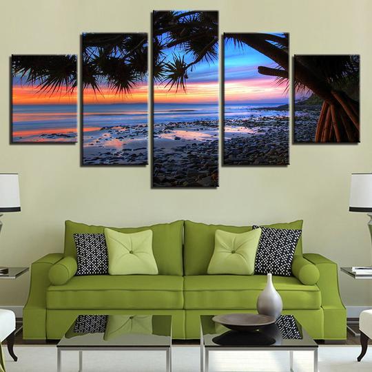 Tropical Beach Sunset – Space Canvas Wall Art