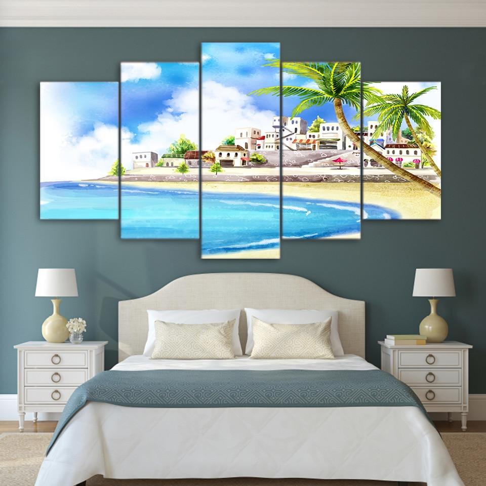 Tropical Coastal Village – Space Canvas Wall Art