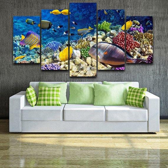 Tropical Fish Coral Reef Ocean – Animal Canvas Wall Art