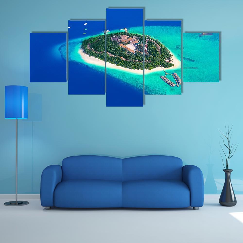 Tropical Island At Maldives Aerial – Nature Canvas Wall Art