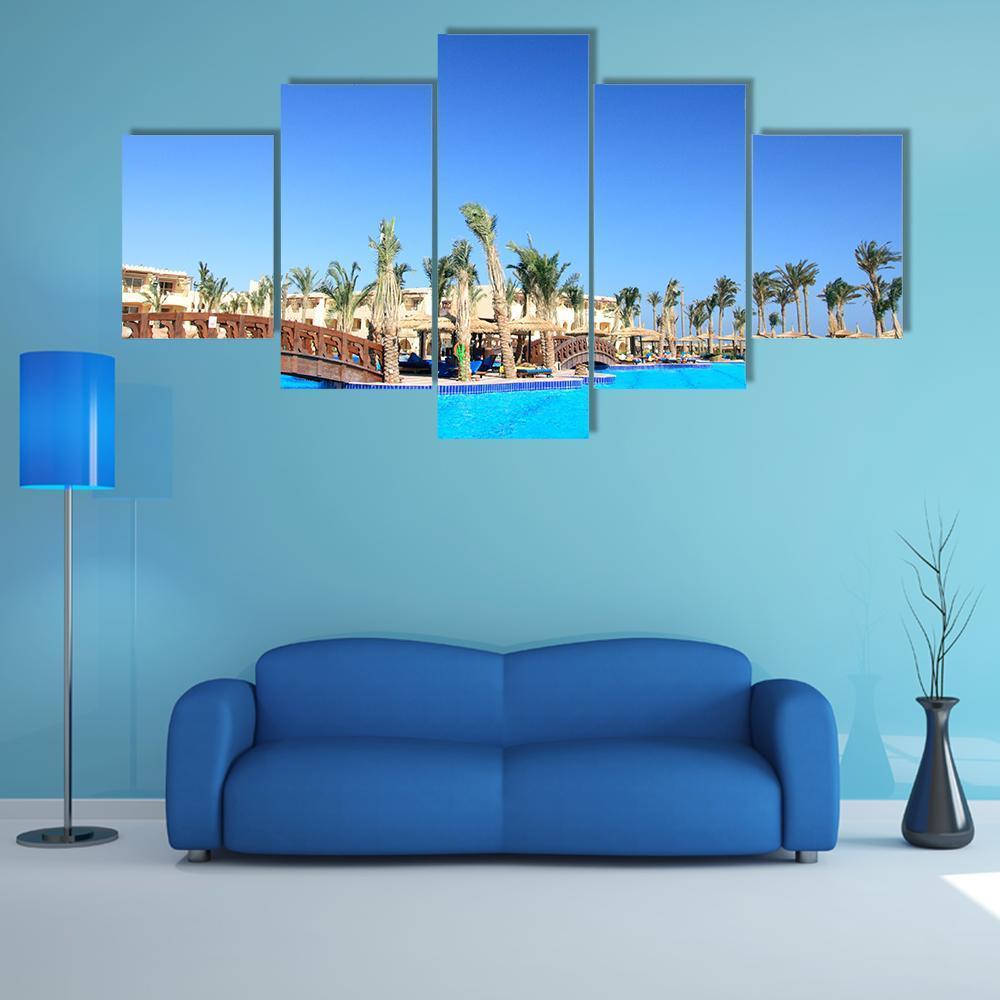 Tropical Park And Pool Morocco – Nature Canvas Wall Art