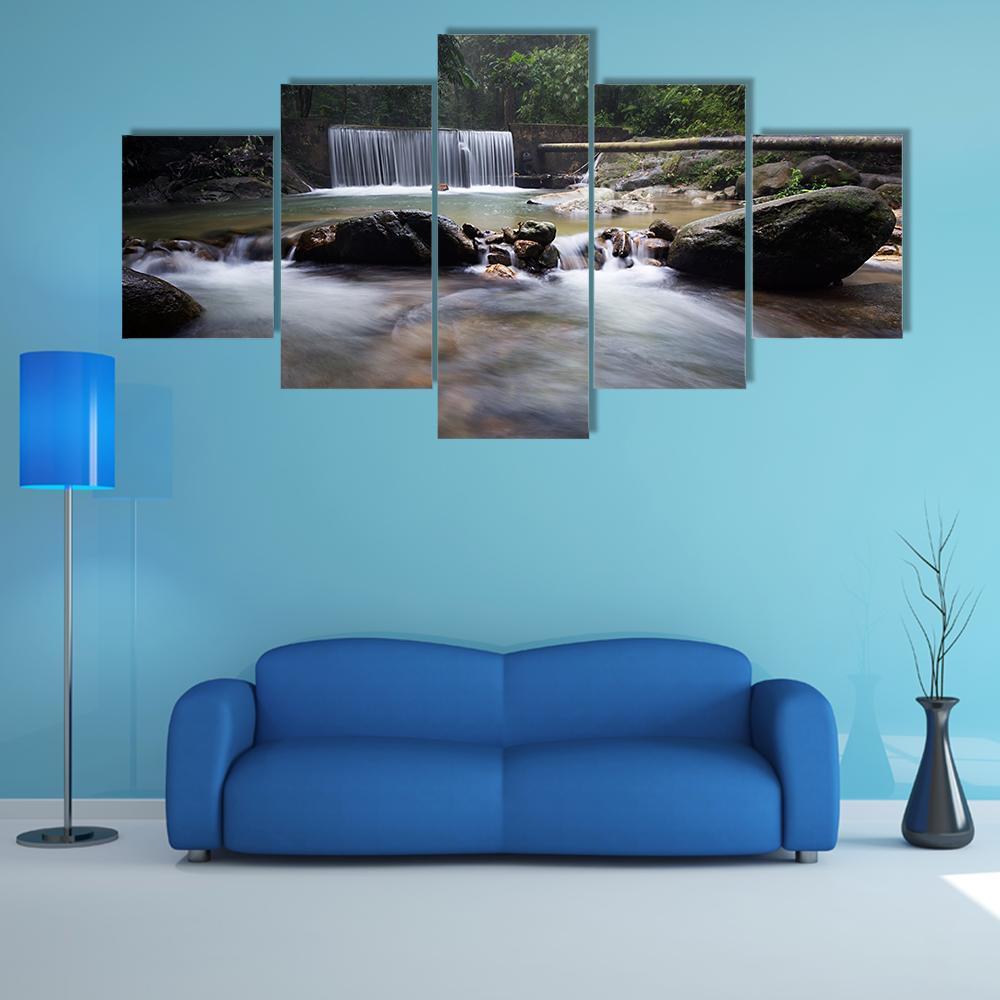 Tropical Rainforest With Waterfall – Nature Canvas Wall Art