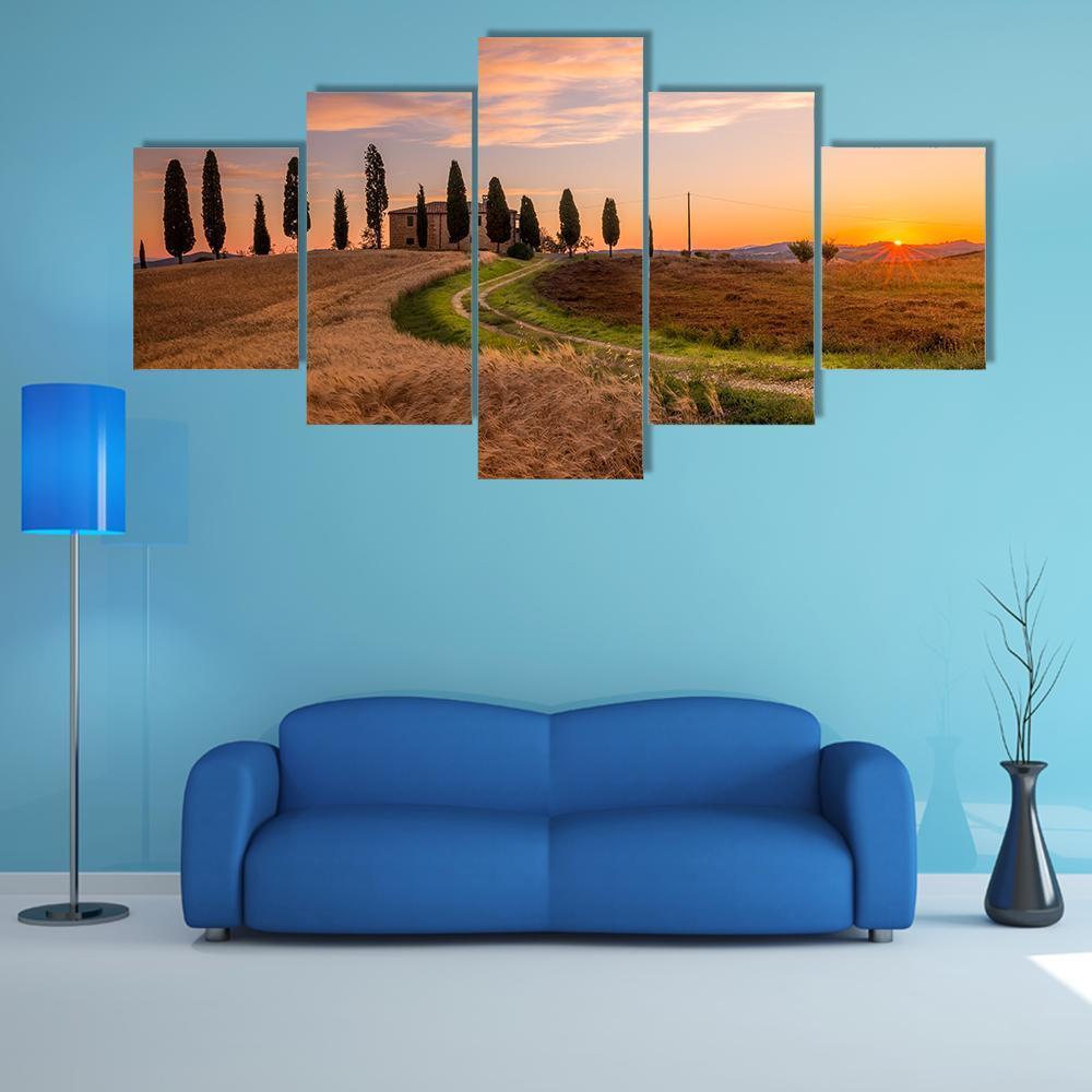 Tuscan Sunrise Landscape – Nature Canvas Wall Art