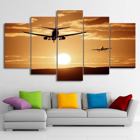 Two Airplanes In Sunset – Airplane Canvas Wall Art